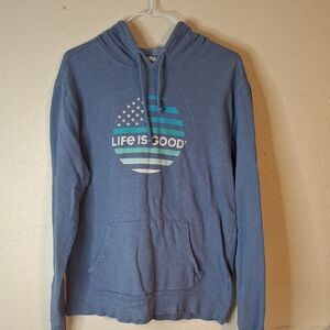 Life is Good Blue Hoodie Size Medium